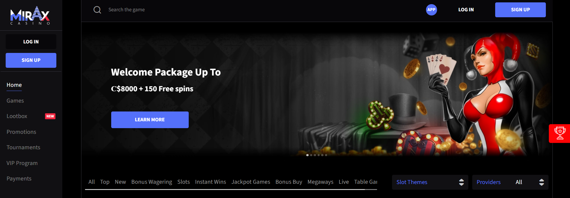Mirax Casino screenshot